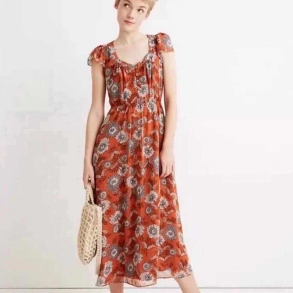 Madewell chiffon floral midi sz 10